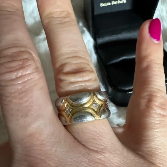 💎 18K Gold & Platinum Diamond Band 0.24ct VS1-FG, Appraised $7,437, Size 6.25 - Picture 3 of 4